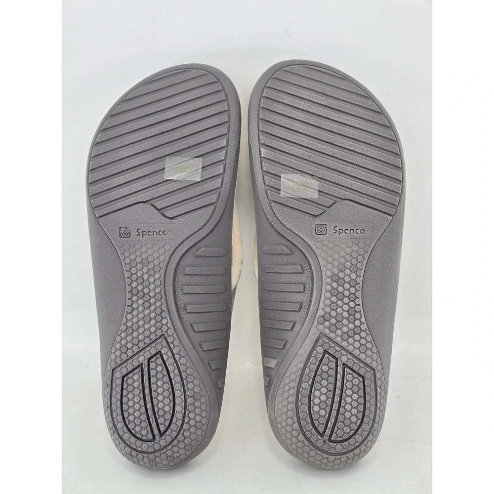 Spenco Yumi Plush Thong Sandals Womens 10 Grey Faux Fur Orthotic Flip Flops -VG